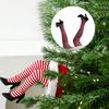 Indoor Festive Mantel Displays Christmas Swinging Leg Ornament, Electric Hanging Santa Legs for Tree, Moving Tree Ornaments Kids Fluffy Funny
