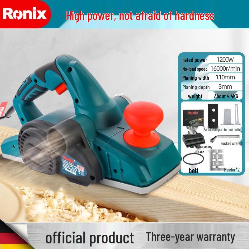 

Ronix 1200W Electric Wood Planer CN plug (adapter included) Pure Copper Motor