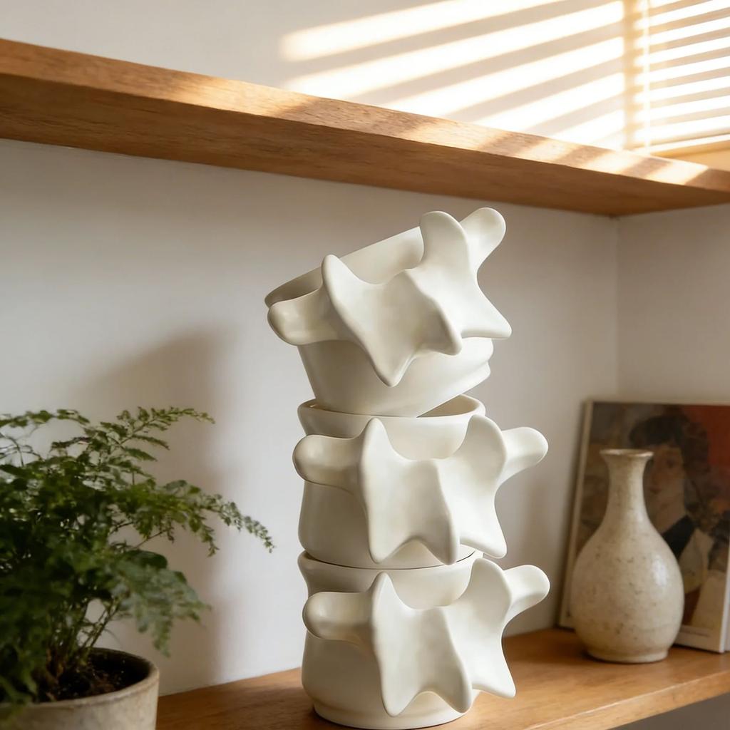 Simple Spine Skeleton Ceramic Mug Coffee Cup with Pen Holder Cute Desktop Decorative Ornaments Creative Gift for Friends