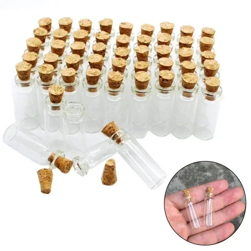 10 Pcs Small Clear Crystal Jars 1mL Mini Glass Bottles with Cork Stoppers for Candles Essential Oils DIY Crafts Decor