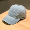 Verstellbare ausgefranste Denim-Baseballkappe Sonnenschutz Unisex Retro Schirmmütze Baumwolle Bestickt Used-Look Blau Casquette