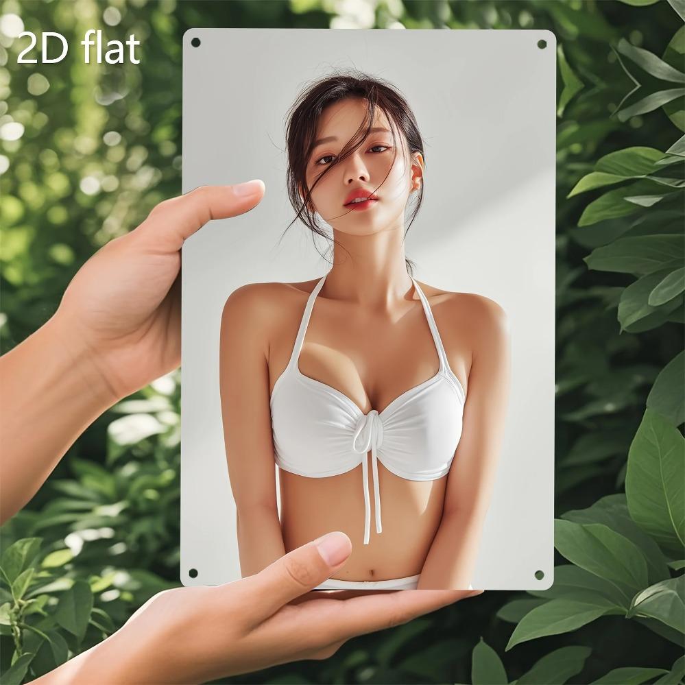 Metall-Wandkunst Küstenfrau Silhouette Wanddeko Modern 2D Flach Wetterfestes Eisenblech für Wohnzimmer Poolbereich Badezimmer