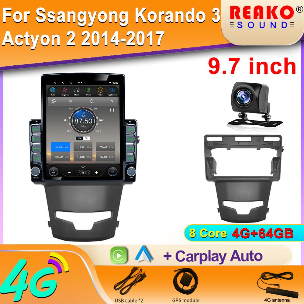 

9,7-дюймовый вертикальный экран Tesla Android автомобильное радио для Ssangyong Korando 3 Actyon 2 2014-2017 GPS-навигатор мультимедийный плеер 8 core 4GB+64GB