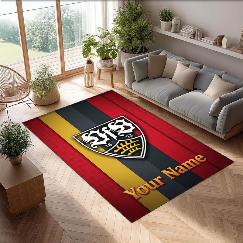 Tapis en Velours Cristal Imprimé VfB Stuttgart FC Tapis en Velours Cristal Antidérapant Pour Canapé Chambre Décoration Intérieure Maison