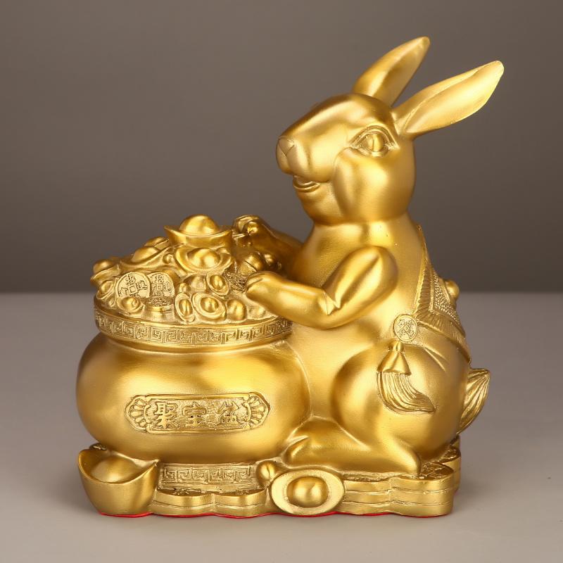 Copper Rabbit Ornament Twelve Zodiac Rabbit Living Room Office Decoration Craft Rabbit Year Lucky Gift