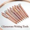 8pcs Rose Golden Ballpoint Pen Set - Stylish Metal Pens with Crystal Accents - Perfect for Students, Office, Gifts, Luxury Pen