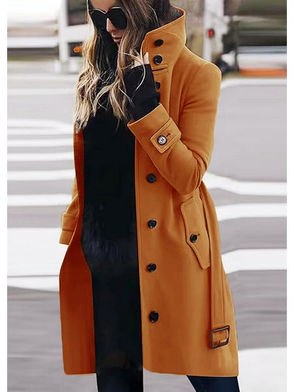 Cappotto di lana da donna taglie forti Autunno/Inverno 2024 a bottoni multipli, monopetto, con colletto a bottone
