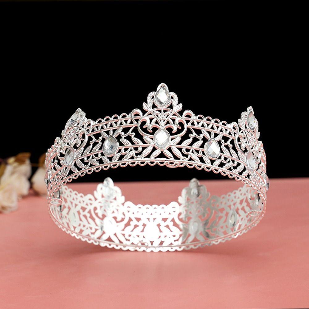 Metall Barock Krone Glitzernde Prinzessinnen Tiara Vintage Strass Krone Stirnband