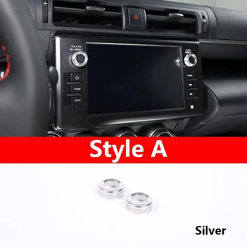 For Toyota 86 for Subaru BRZ 22-24 Aluminum Silver Car Air Conditioner Switch Knob Volume Media Knob Ring Cover Car Accessories Style A Silver
