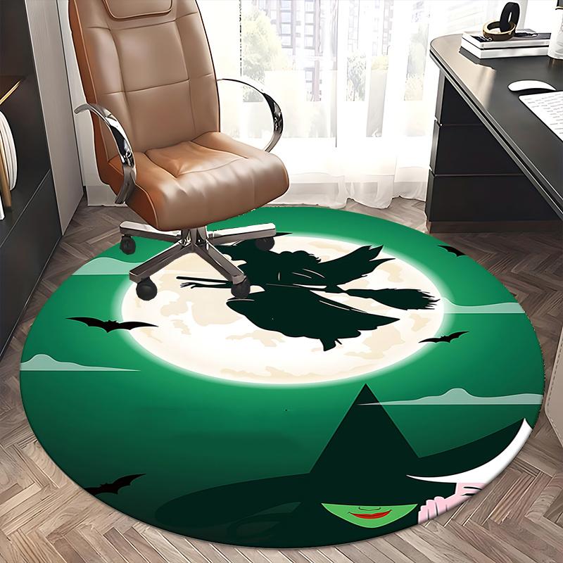 Witch Moon Broomstick Halloween Chair mat Round Rug Office carpet, Non slip, Suitable for Living Rooms, Bedrooms,Decor1205912a