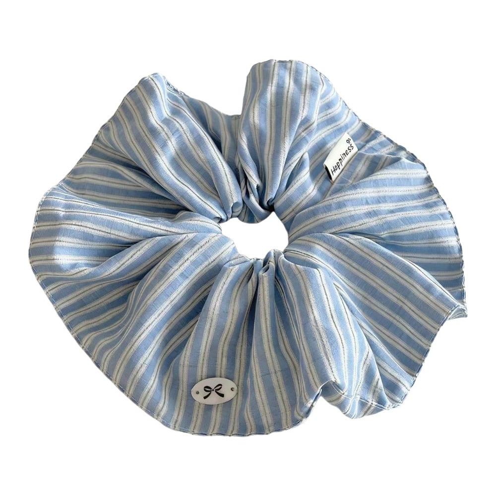 

Fashion Accessory Stripe Flower Scrunchies Blue Headwear Big Hair Tie Oversized Hair Rope Hair Accessories светло-синий
