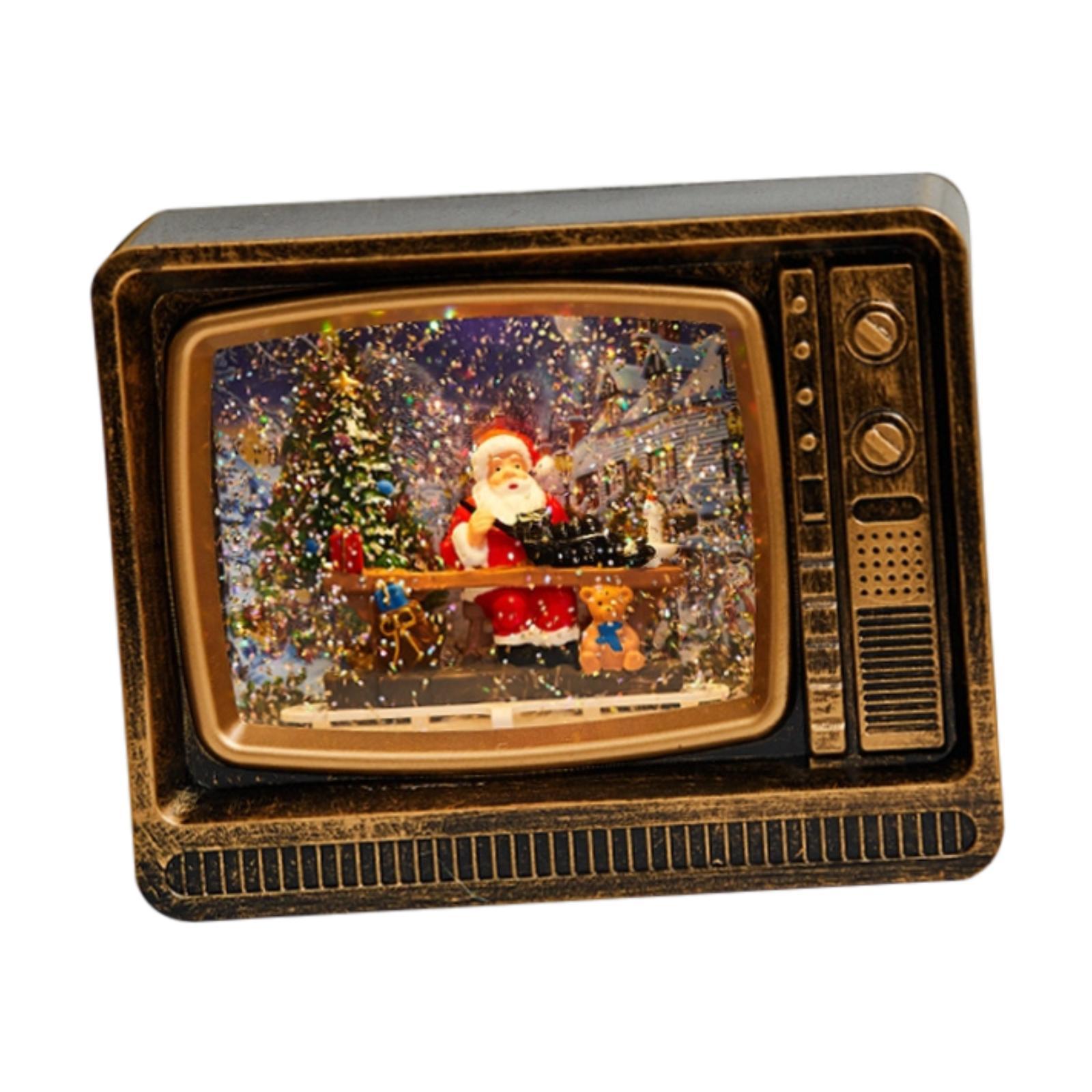 

Christmas Santa Claus Music Box Television Shaped Artwork Gift with Light Decoration Ornament for Wedding Cafes Home Restaurants разноцветный