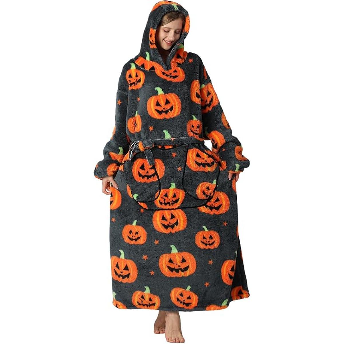 Носимая толстовка-одеяло для взрослых, оверсайз, женская толстовка-одеяло, очень длинная толстовка-одеяло с большими карманами Adult-Extra Long