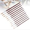12PCS Round & Flat Head Paint Brush Set Wine Red Polished Handle Soft Nylon Fiber Watercolor Brushes Reinforced Connection