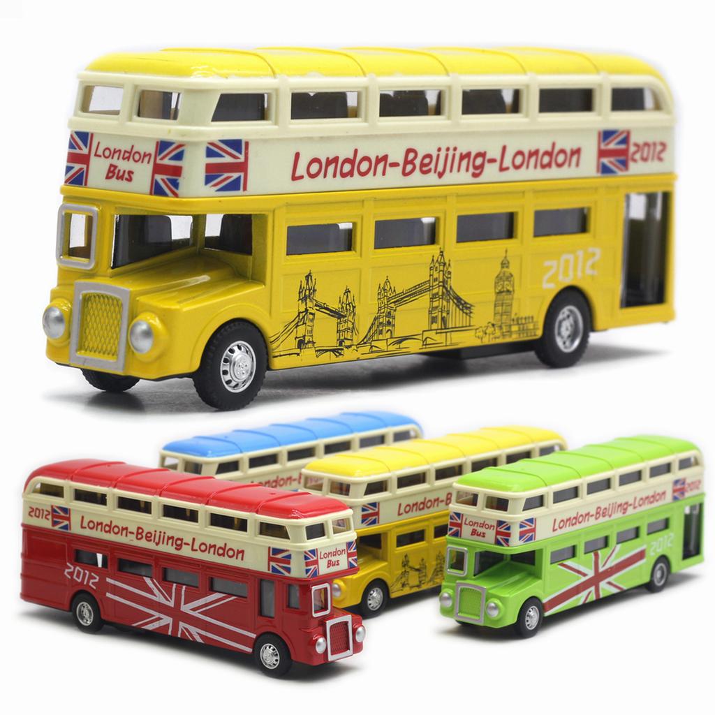1:90 Britain London Double Decker Bus Alloy Model Open Door Sound and Light Bus Model Hot Selling Toy Children's Gift