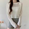 Navava Women Long Sleeve Round Neck Punching KniT T shirT Nk2886