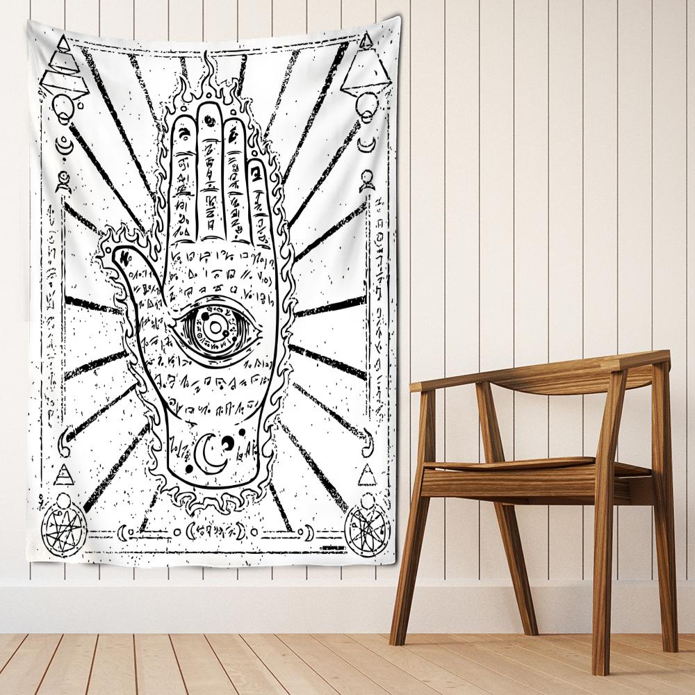 Psychodeliczny Czarny Kot Gobelin Ścienny Wiszący Czaszka Śmierć Hippie KSIĘŻYC WILK Czarostwo Abstrakcyjna Tajemnica TAPIZ Wystrój Domu