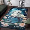 Unicorn and Roses Rug for Elegant Interiors - Magical Horse Design Carpet with Floral Accents for Living Room or Bedroom Decor