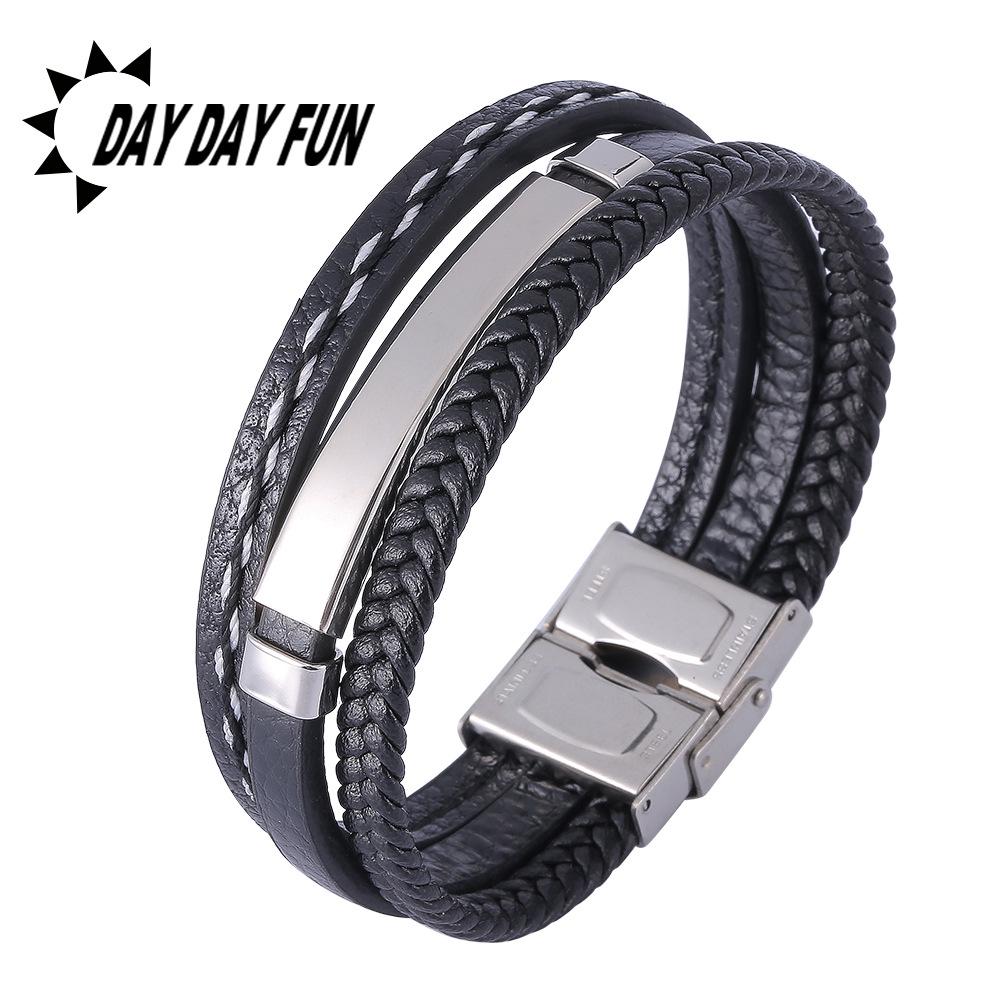 Men's European and American Fashion Stainless Steel Laser Engraved Couple's Bracelet