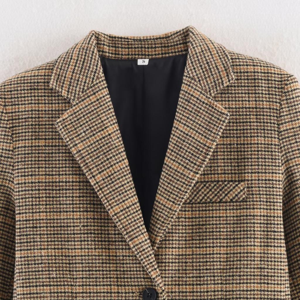 European and American Style, New Women's Clothing, Foreign Style, Fashionable, Casual Style, Thousand Bird Grid Blazer
