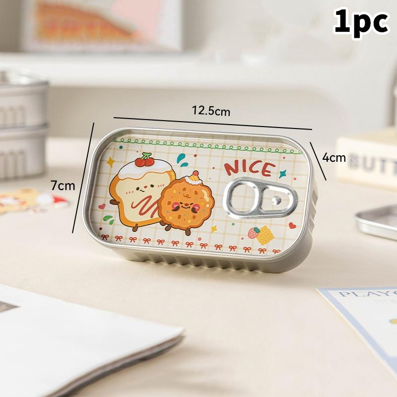 1/4Pcs Sardine Can Shaped Storage Tin Box Portable Metal Material Sealed Jar With Lid For Storing Small Items Household Goods