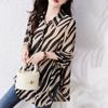 Seven Sleeve Striped Sun Protection Shirt for Women Chiffon Shirt with Zebra Pattern Loose Shirt Top