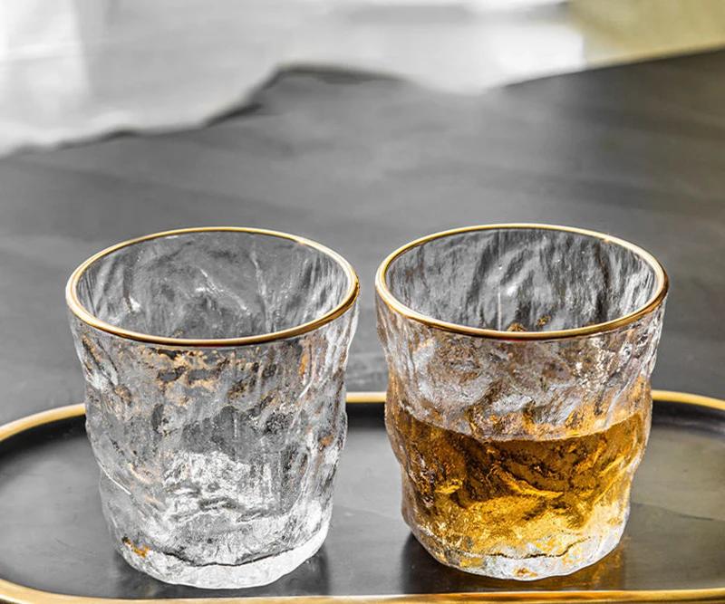 Frosted glass cup glacier mug Lead-free Heat Resistant Transparent Crystal Beer Whiskey Brandy Vodka Cup Multi Pattern Drinkware