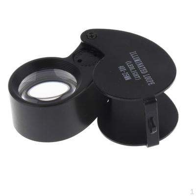 40X 25 Mm Illuminated Jeweler LED Loupe with Metal Construction and Optical Glass Black