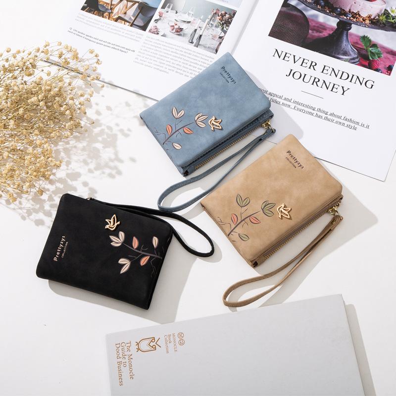 Billetera Corta Estampada Simple Monedero Casual con Pulsera Bolso de Mano Combinable Moderno Unisex para Uso Diario