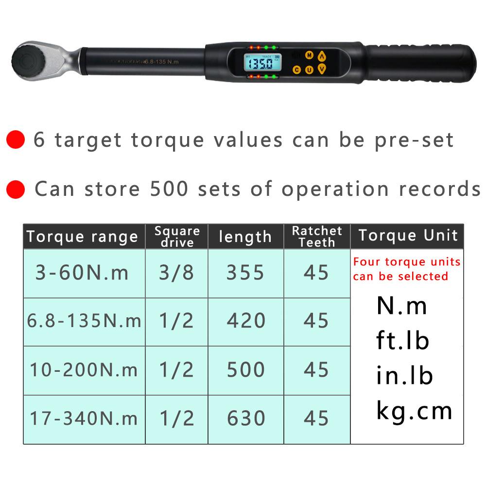3/8" 1/2" Digital Torque Wrench Professional Adjustable High Accuracy Bike Car Bicycle Repair Torque Tool Key