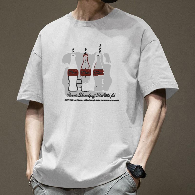 

Men Cartoon Small Graphic T Shirt Crew Neck Short Sleeve Loose Casual Cute Minimal Daily Summer Street Top S белый