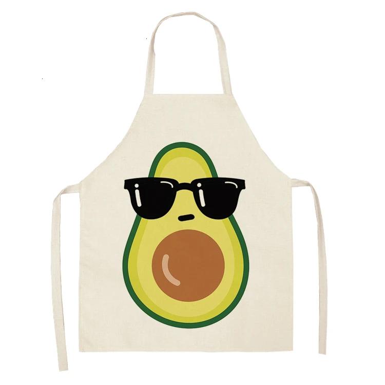 

1PC Cotton Linen Apron Avocado Printed Kitchen Women Baking Waist Bib Home Cooking Brief Sleeveless Pinafore 55x68cm 38x47cm