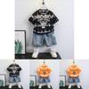 Trendy Boys Summer Short Sleeve Outfit With Stylish Denim Shorts For Kids 3 To 8 Years Old