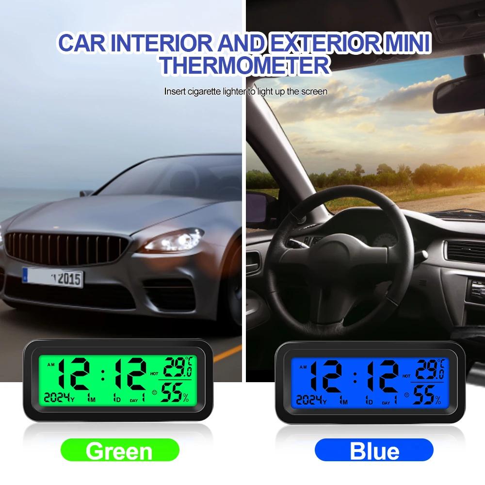 Solar/USB Powered Car Dashboard Thermometer LED Display Electronic Automotive Clock with Backlight Car Accessories