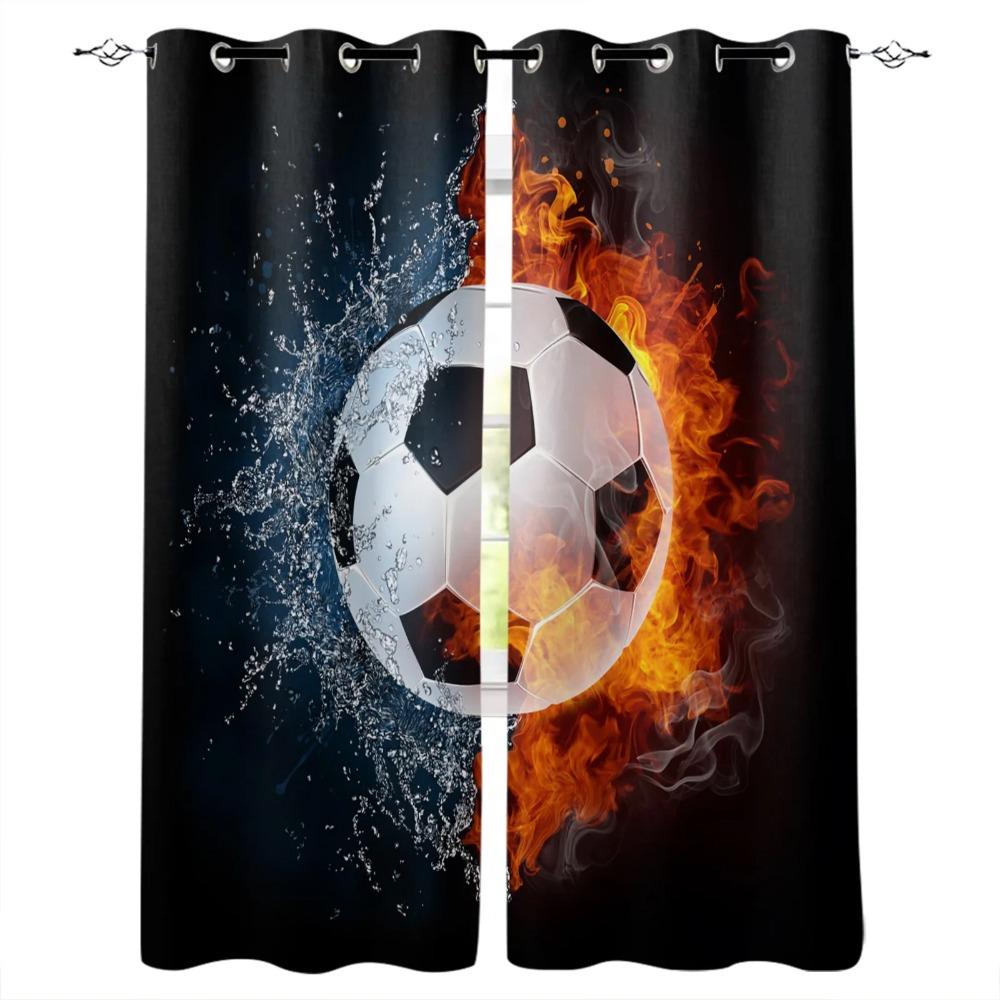 2 st Fotbollar Fotboll Fönstergardiner för Vardagsrumsgardiner Kök Hall Sovrumsinredning Barn Gardiner Och Draperier Utomhus