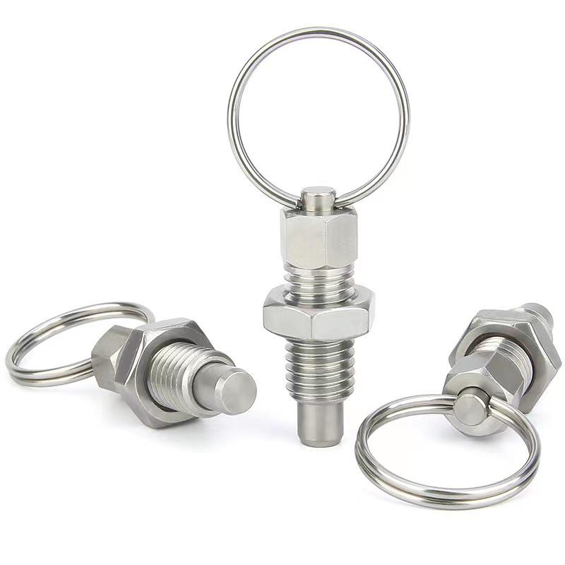 Stainless Steel Self-Locking Pull Ring Pin with Knob and Plunger Spring for Indexing and Locating