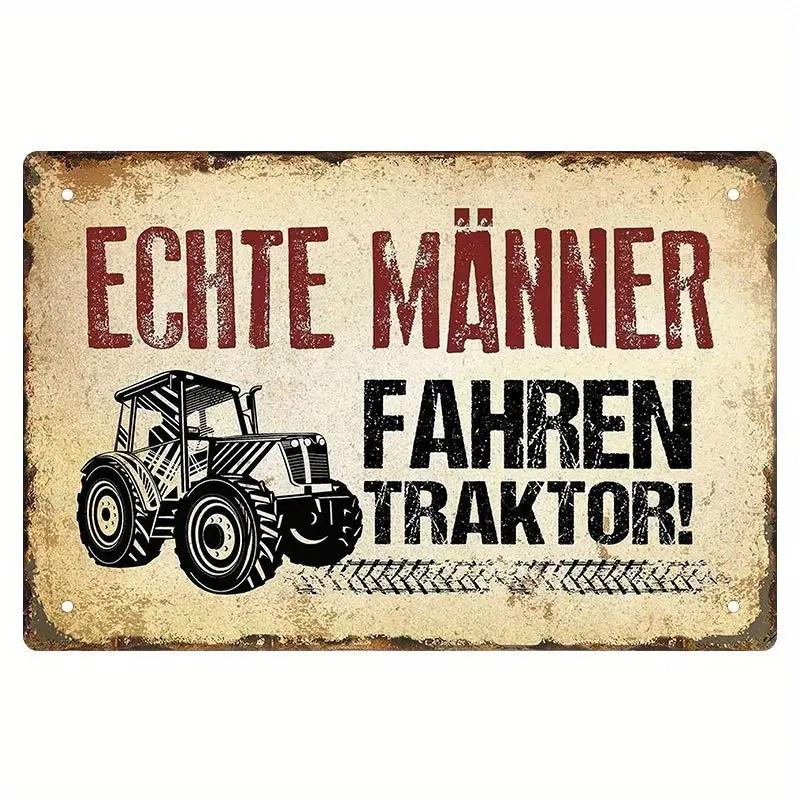 

Vintage Metal Tin Sign Real Men Drive Tractors Rustic Farmhouse Wall Art for Home Barn Garage Office Country Life Deco 20x30cm（7.8x11.8inch）