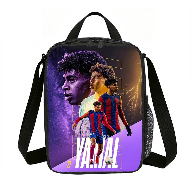 Leer, Reizen Geïsoleerde Lunchtassen L-Lamin Yamal Thermische Tas Voetbalster Lunchcontainer Lekvrije Tote Lunchbox Opbergtassen