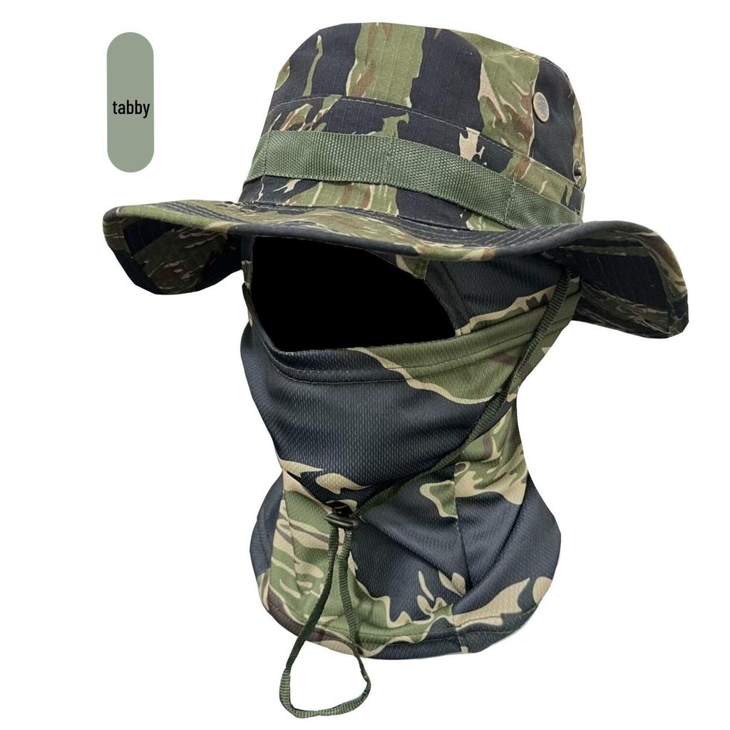 Větruodolná maskáčová sada čepice: Kulatá rybářská čepice s okrajem pro cestování v přírodě a horolezectví