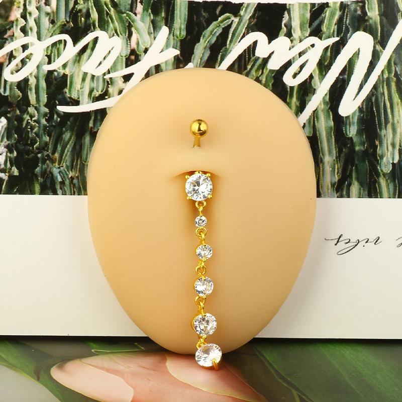 1pc Golden Belly Button Rings Pack Stainless Steel Long Dangling Navel Belly Piercing Jewelry For Women 14G Belly Bar Kit Stud