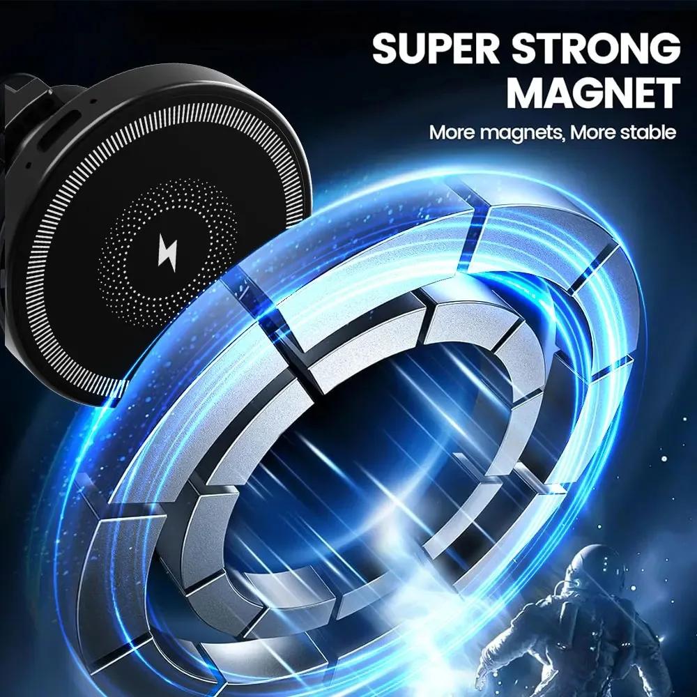 360 Rotation Air Vent Phone Holder Magnetic Wireless Charger Stand For Magsafe iPhone 16 15 14 13 12 Pro Max Fast Charging Mount