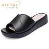 Women Slippers Sandals Genuine Leather Summer  Open-toe Women Shoes Slippers Big Size Mom Wedge Women Slides
