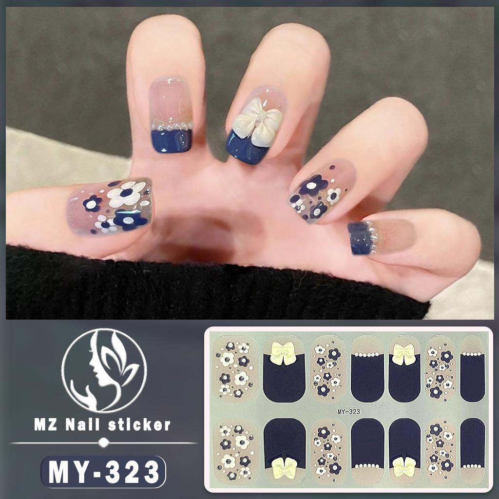 Panda Butterfly 5D No-Bake Nail Stickers - Full Cover, Waterproof, Faux Diamond Design