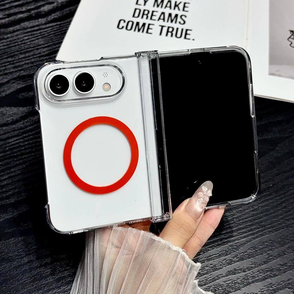 For IPhone DUO Transparent Ultra Slim Magnetic Wireless Charger Phone Case for IPhone Fold Clear Hard PC Anti Scratch Shockproof Protect Cover