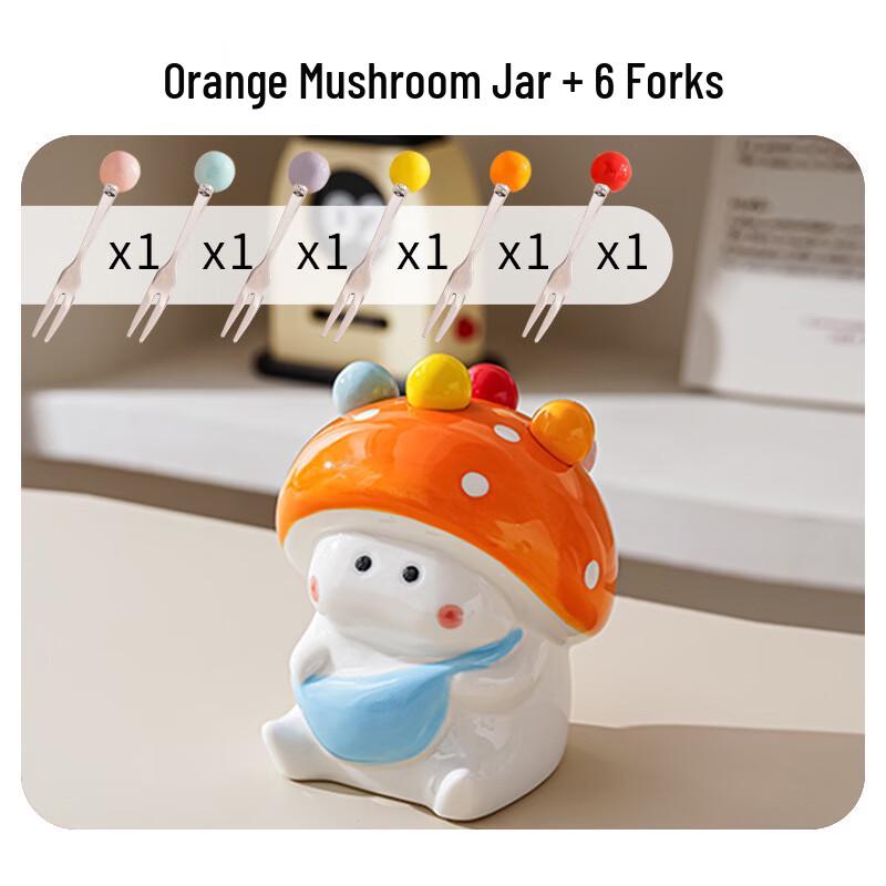LISM Cute Mushroom Fruit Fork Set