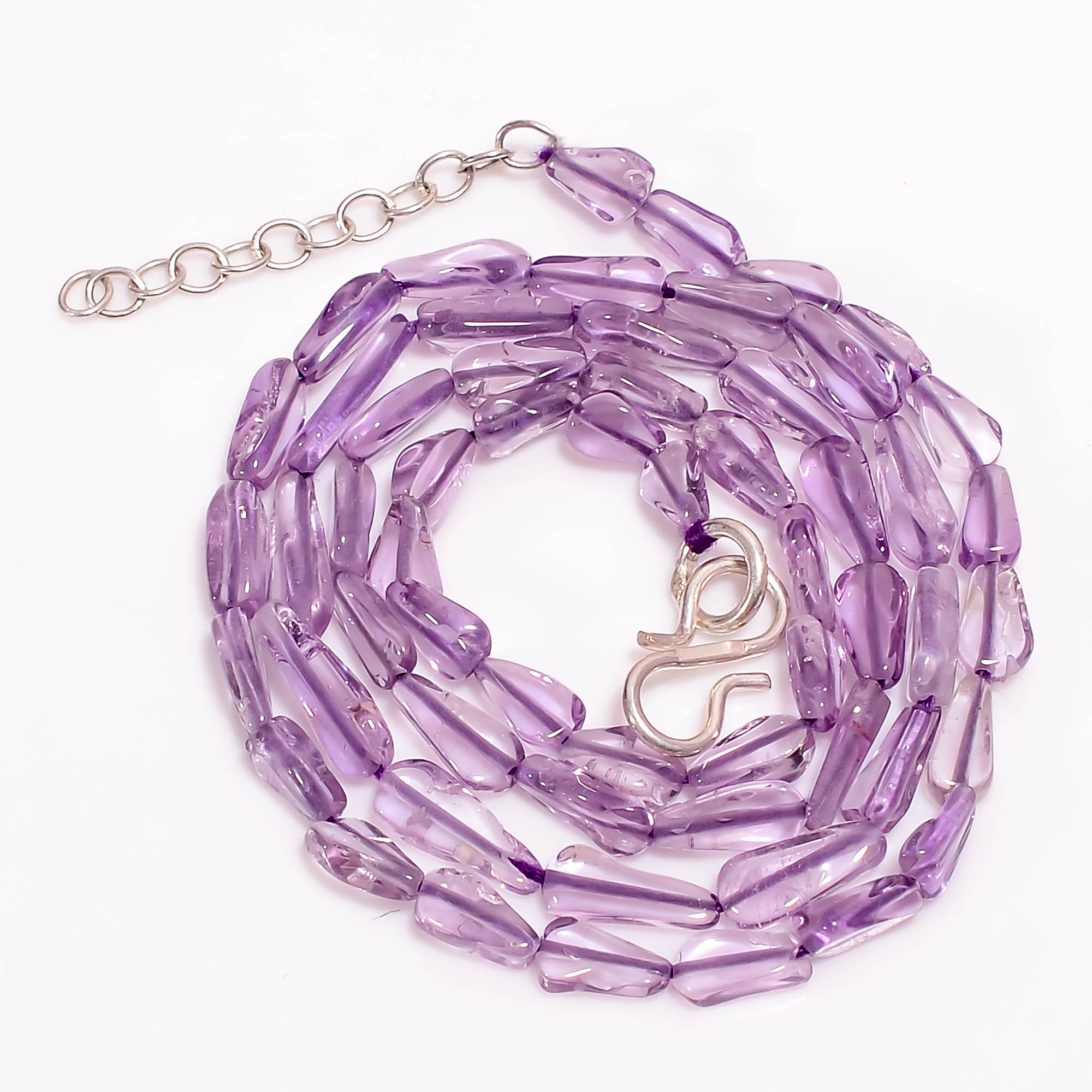 

AAA+ 100% Натуральный Аметист Грушевидные Гладкие Бусы Ожерелье 6-11 мм 18-19 UB-8474