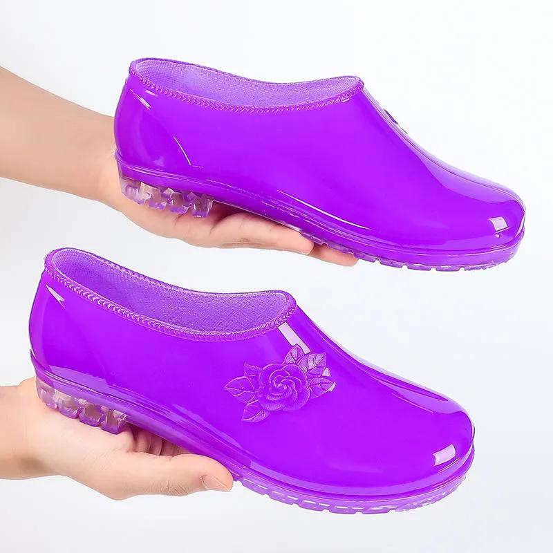 WTEMPO Nepromokavé protiskluzové měkké nízké tlusté podpatky pracovní boty dámské velké jednobarevné ležérní jednobarevné boty