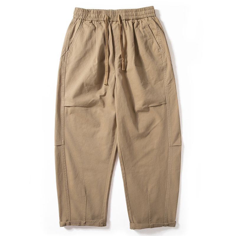 Men's Casual Pants 2025 Spring and Autumn New Japanese Style Basic Versatile Pure Cotton Pants Street Fashion Loose Wide-Leg Pants