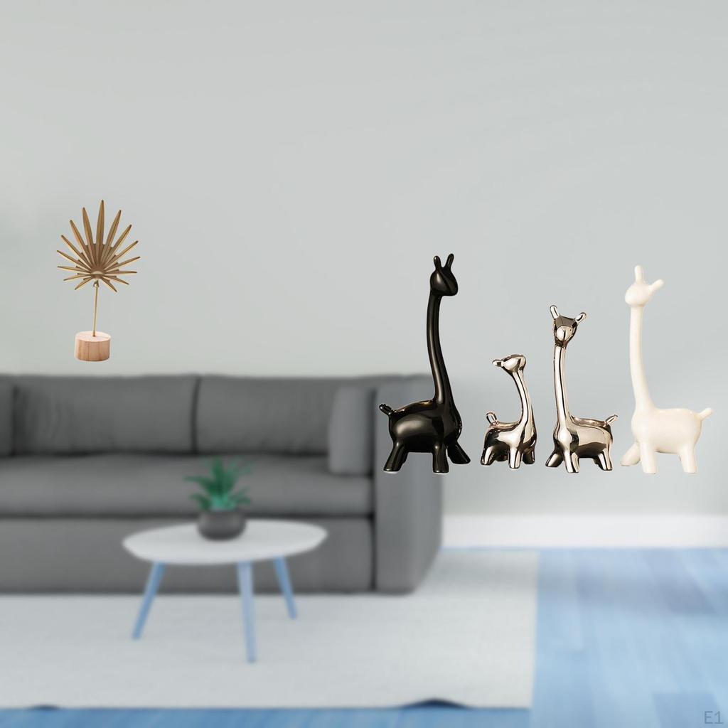 Nordic Abstract Metal Sculpture And Ceramic Giraffe Figurine Centerpiece Ornament for Home Office