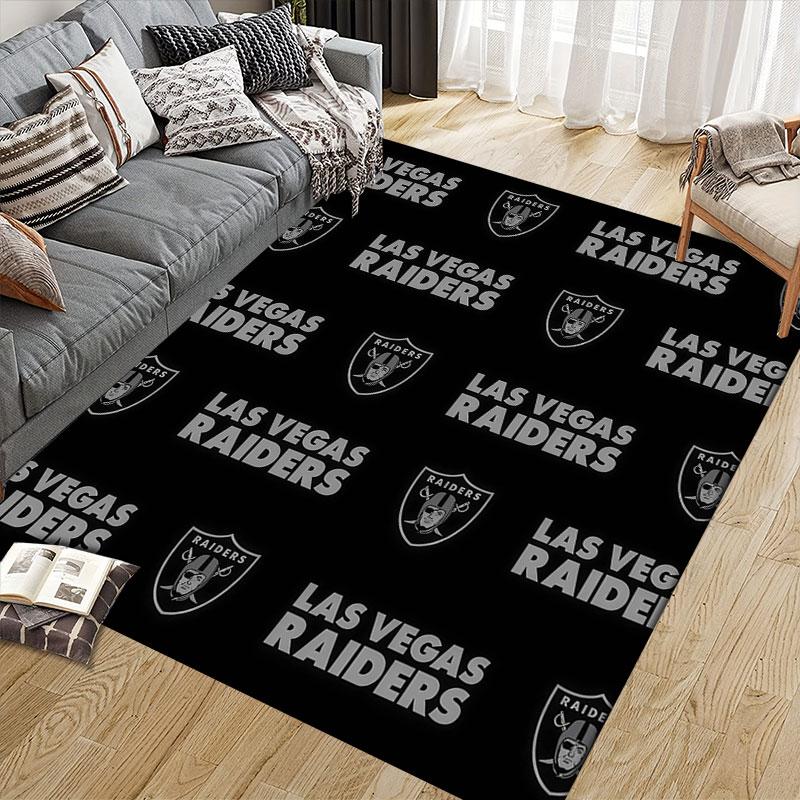 Black Raiders Flannel Printed Carpet, Home Sofa Decoration for Living Room & Bedroom, Non‑Slip Play Flannel Floor Mat for Game Room